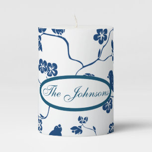Contemporary Toile Birds & Florals Pillar Candle