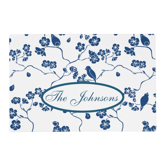 Contemporary Toile Birds & Florals Placemat (Front)