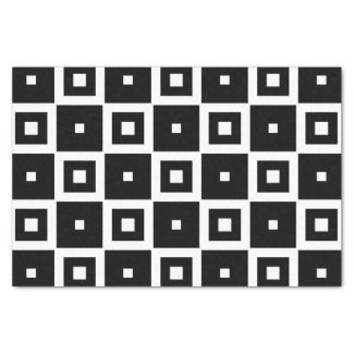 Contemporary Trendy Black & White Squares Pattern Tissue Paper