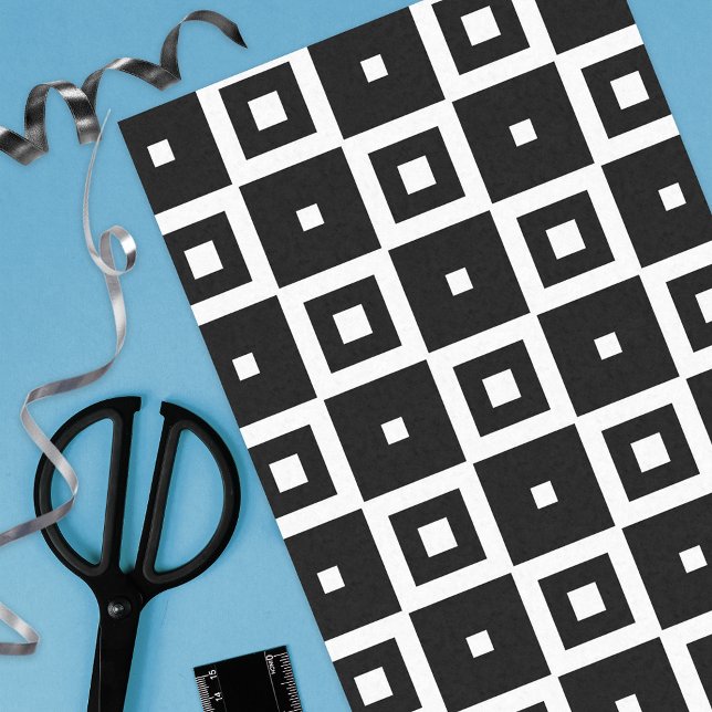 Contemporary Trendy Black & White Squares Pattern Tissue Paper (Creator Uploaded)