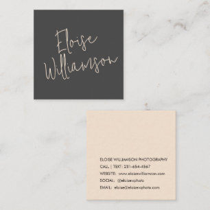 Contemporary Trendy Chic Bold Calligraphy Black Square Business Card