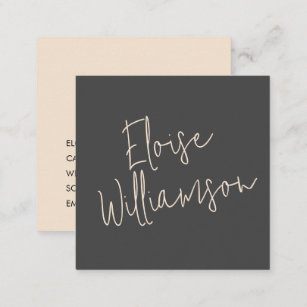 Contemporary Trendy Chic Bold Calligraphy Black Square Business Card