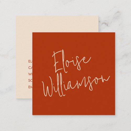 Contemporary Trendy Chic Bold Calligraphy Red Square Business Card