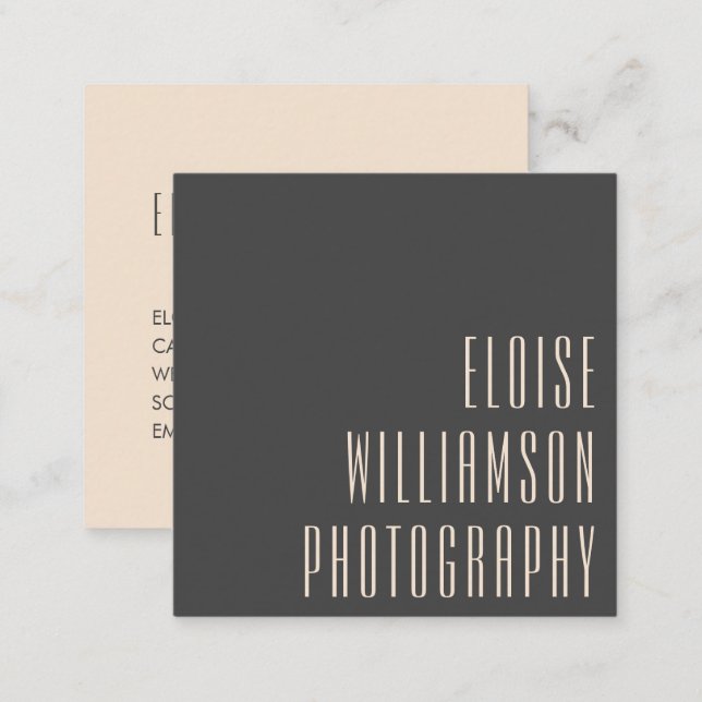 Contemporary Trendy Chic Bold Typography Black  Square Business Card (Front/Back)