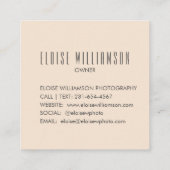 Contemporary Trendy Chic Bold Typography Black  Square Business Card (Back)
