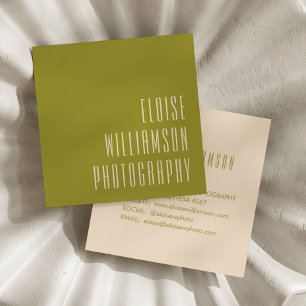Contemporary Trendy Chic Bold Typography Green  Square Business Card