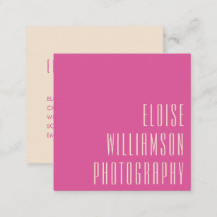 Contemporary Trendy Chic Bold Typography Hot Pink Square Business Card