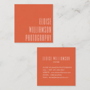 Contemporary Trendy Chic Bold Typography Orange Square Business Card