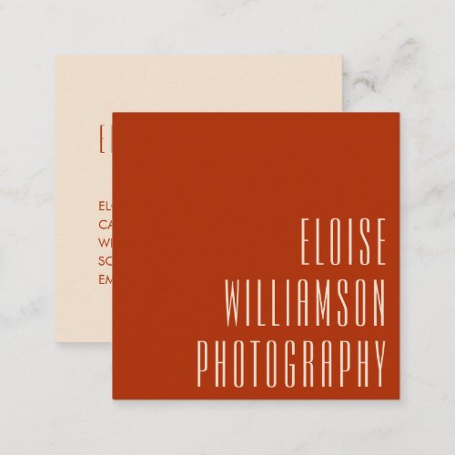 Contemporary Trendy Chic Bold Typography Red Square Business Card