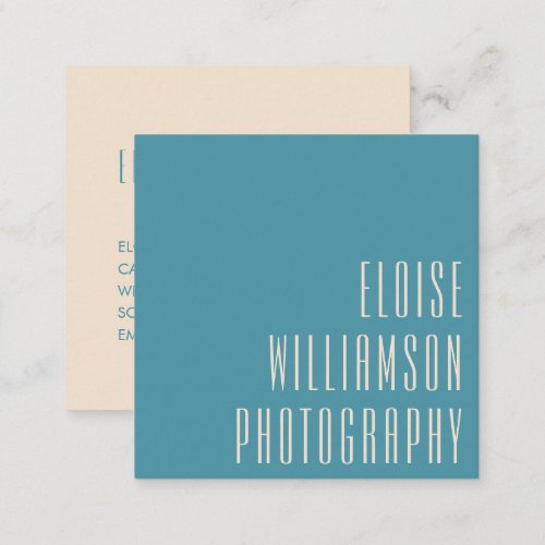 Contemporary Trendy Chic Bold Typography Teal Blue Square Business Card