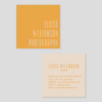 Contemporary Trendy Chic Bold Typography Yellow Square Business Card
