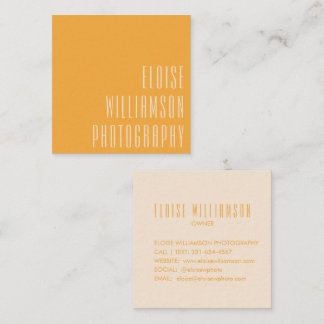 Contemporary Trendy Chic Bold Typography Yellow Square Business Card