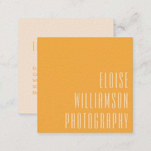Contemporary Trendy Chic Bold Typography Yellow Square Business Card