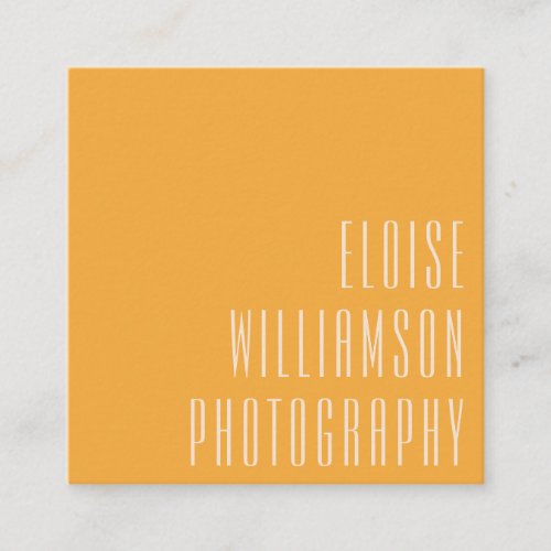 Contemporary Trendy Chic Bold Typography Yellow Square Business Card