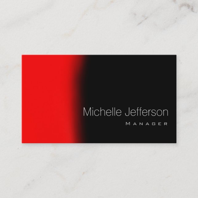 Contemporary Trendy Style Red Black Business Card (Front)