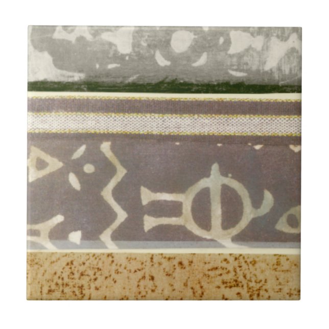 Contemporary Tribal Pattern Painting Ceramic Tile (Front)