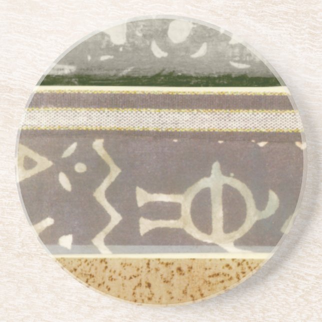 Contemporary Tribal Pattern Painting Drink Coaster (Front)