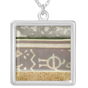 Contemporary Tribal Pattern Painting Silver Plated Necklace