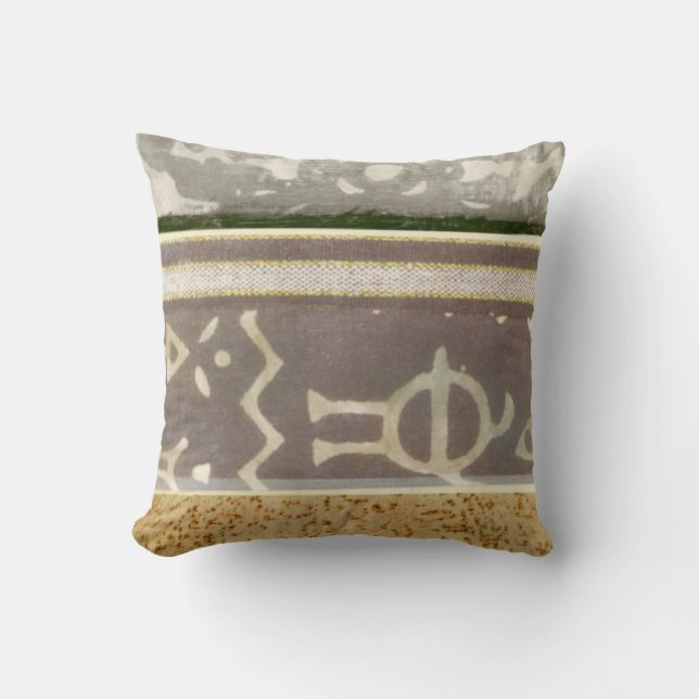 Contemporary Tribal Pattern Painting Throw Pillow (Front)