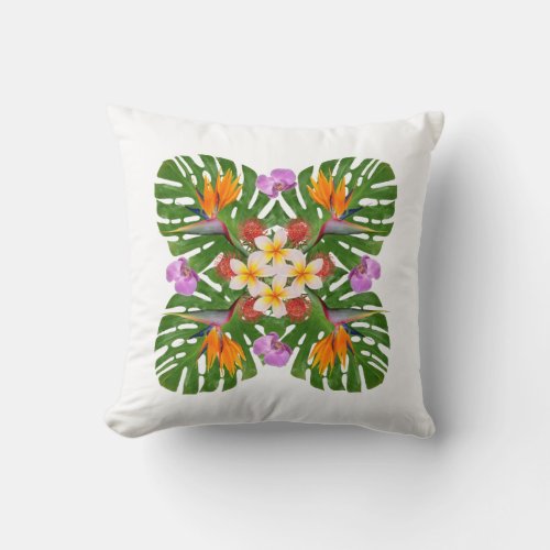 contemporary tropical hawaiian quilt pattern throw pillow