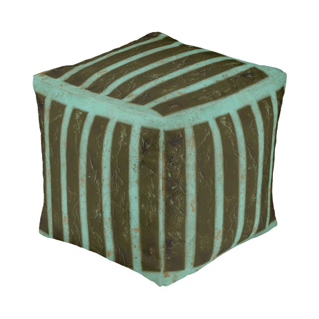 Contemporary Turquoise Air Grate Pouf (Angled Front)