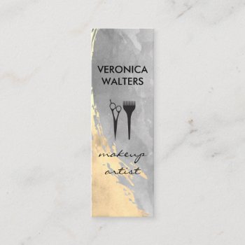 Contemporary Two Tone Brushed Makeup Tools Mini Business Card by lovely_businesscards at Zazzle