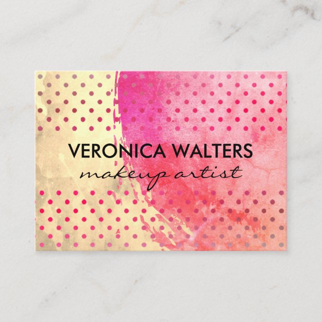 Contemporary Two Tone Brushed  Polka Dots Business Card (Front)