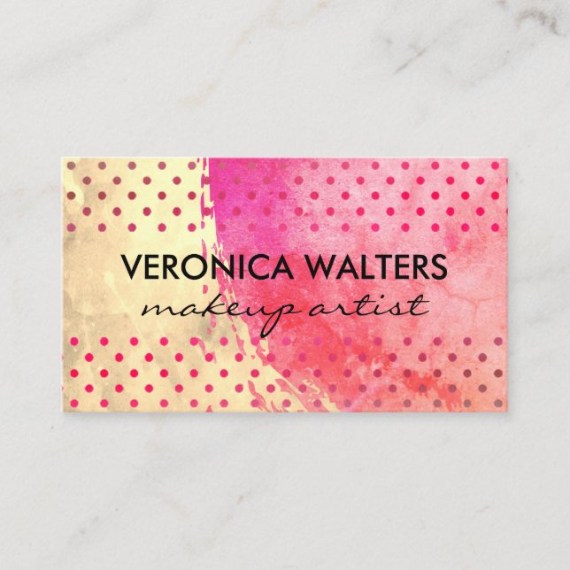 Contemporary Two Tone Brushed  Polka Dots Business Card (Front)