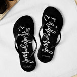 Contemporary Typography "Bridesmaid" Flip Flops<br><div class="desc">Personalized Bridal party flip-flops featuring an stylish and trendy script typography. Customize with the bride and groom's monogram, wedding date, and bridesmaid's name for a one of a kind design! Looking for a custom color? No problem! Just send your request to heartlockedstudio at gmail dot com and we'll get back...</div>