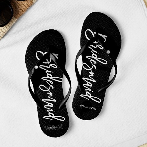 Contemporary Typography Bridesmaid Flip Flops