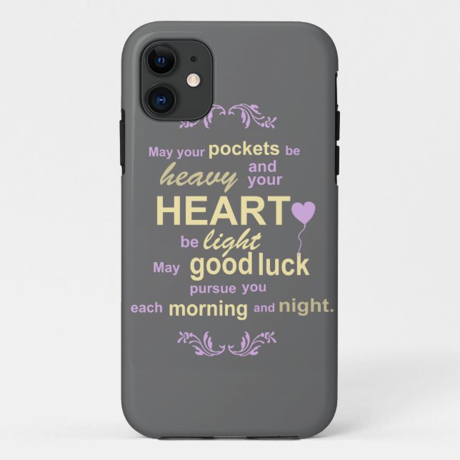 Contemporary Typography Irish Blessing in Gray Case-Mate iPhone Case (Back)