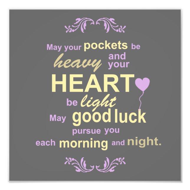 Contemporary Typography Irish Blessing in Gray Photo Print (Front)