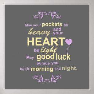 Contemporary Typography Irish Blessing in Gray Poster