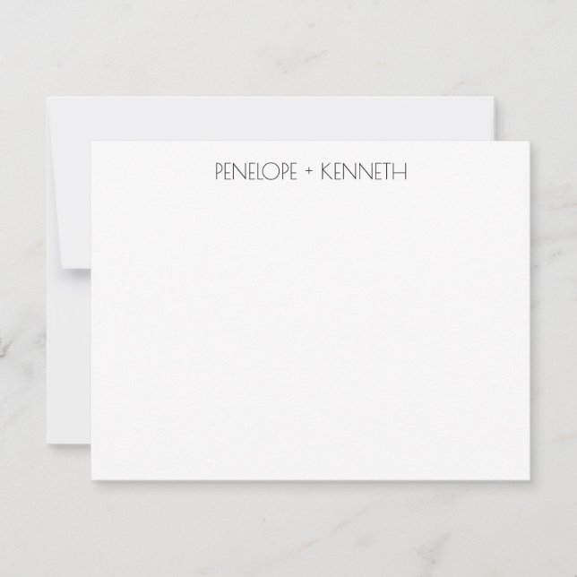 Contemporary Typography Minimalist Couple Name Note Card (Front)