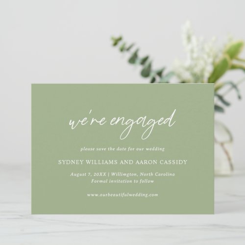 Contemporary Typography Sage Green Modern Wedding Save The Date