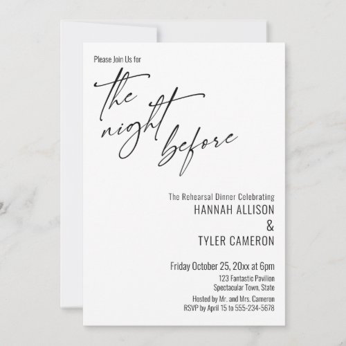Contemporary Typography The Night Before Invitation