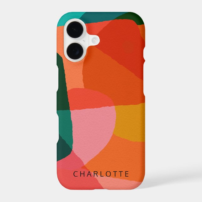 Contemporary Vibrant Abstract Art Green and Orange Case-Mate iPhone Case (Back)