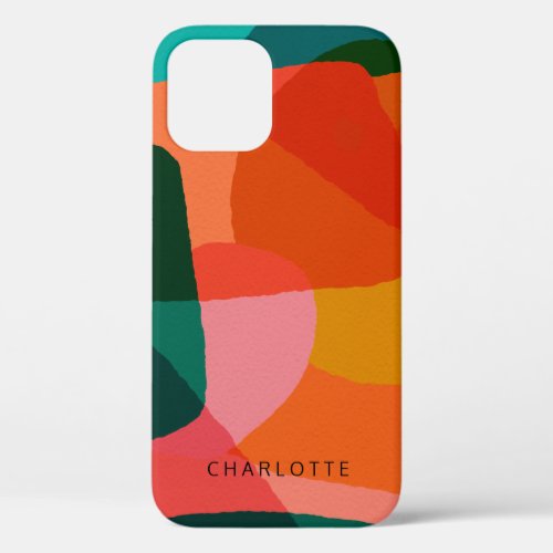 Contemporary Vibrant Abstract Art Green and Orange iPhone 12 Pro Case