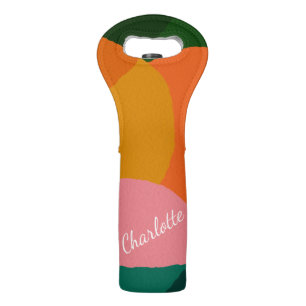 Contemporary Vibrant Abstract Art Green and Orange Wine Bag