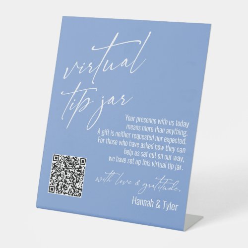 Contemporary Virtual Tip Jar QR Code Periwinkle Pedestal Sign