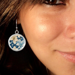 Contemporary Waldorf Floral Pattern Artwork Tan  Earrings