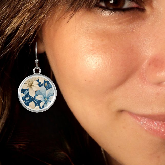 Contemporary Waldorf Floral Pattern Artwork Tan  Earrings (Creator Uploaded)