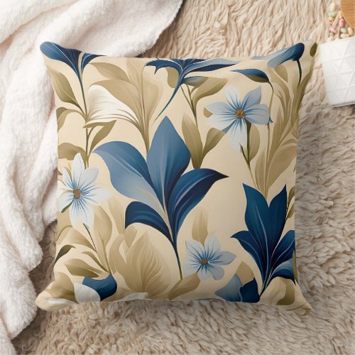 Contemporary Waldorf Floral Pattern Artwork  Throw Pillow
