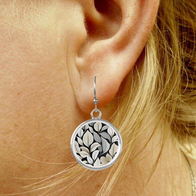Contemporary Waldorf Leaf Pattern Artwork Beige  Earrings (Creator Uploaded)