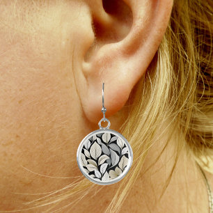 Contemporary Waldorf Leaf Pattern Artwork Beige  Earrings