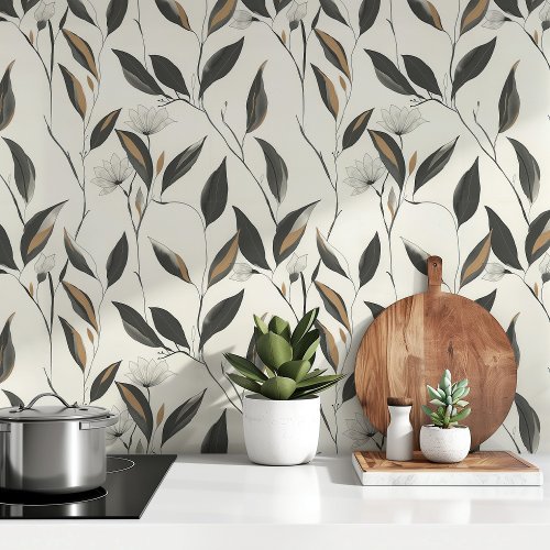 Contemporary Wallpapers Floral Charm Black & Beige Contemporary Wallpapers Floral Charm Black & Beige
