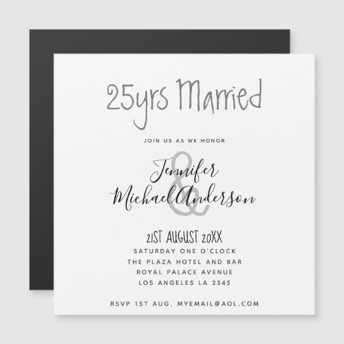 Contemporary WEDDING ANNIVERSARY ANY Handwritten Magnetic Invitation