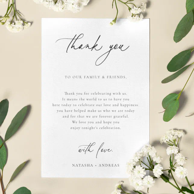 Contemporary Wedding Reception Table Thank You | Zazzle