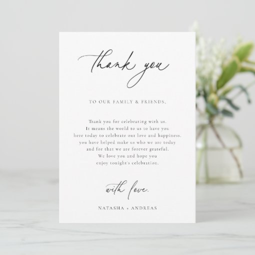 Contemporary Wedding Reception Table Thank You | Zazzle