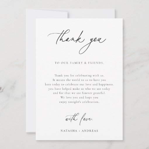 Contemporary Wedding Reception Table Thank You | Zazzle